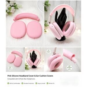 Pink Silicone Cover Set for AirPods Max Ear Cushions & Headband Protector